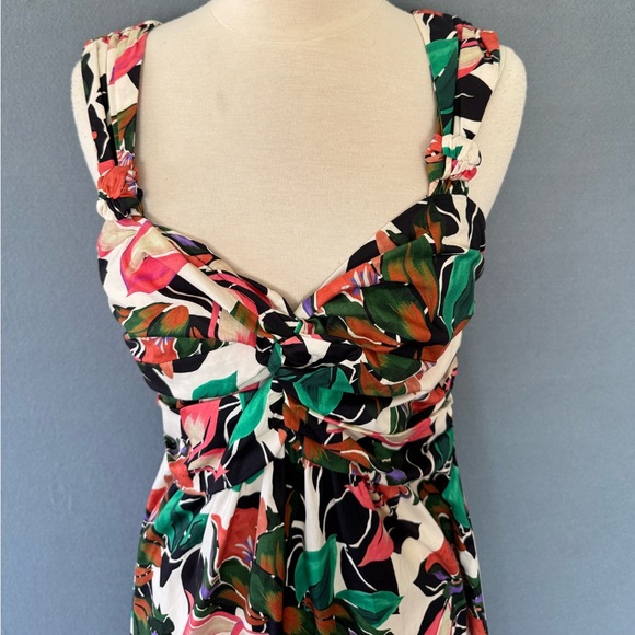 MISA Los Angeles Floral Dress Esperanza Asymmetrical Hem Ruched Bust Midi small - Picture 6 of 16